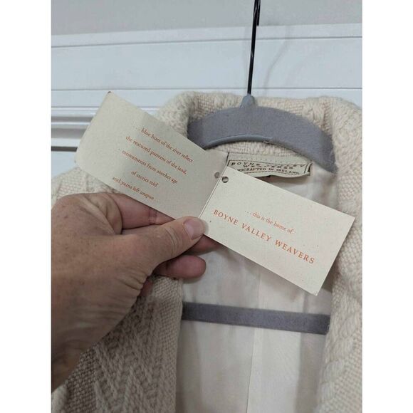 Boyne Valley Weavers Sweater Blazer women's Small cream fisherman cable knit NWT - Picture 4 of 6